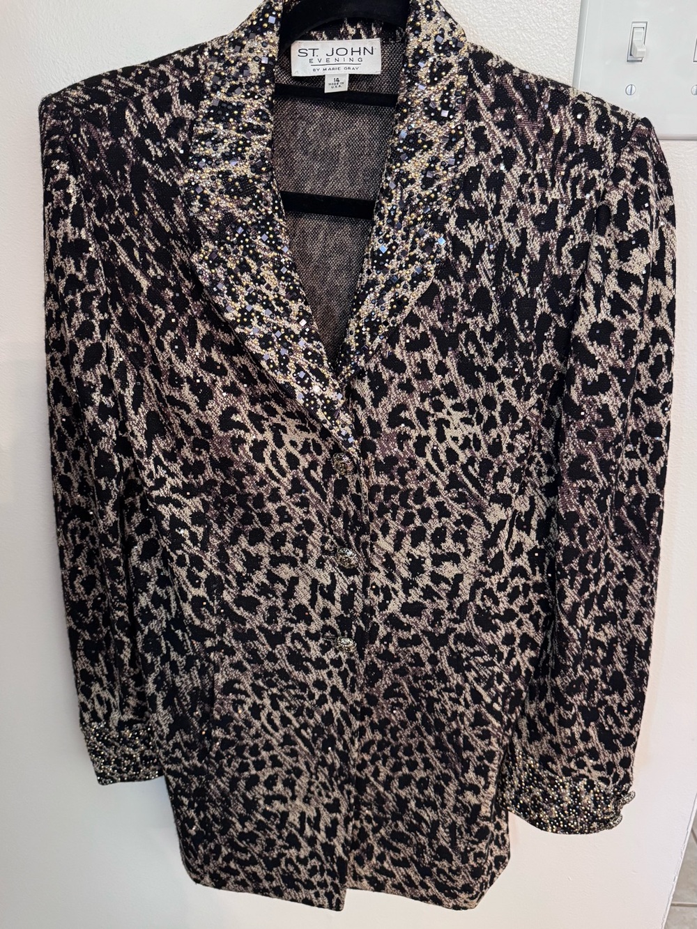 St. John Evening by Marie Gray Embellished Leopard Blazer
